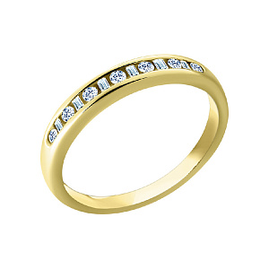 Кольцо обручальное с бриллиатом из лимонного золота JV AAR/6642