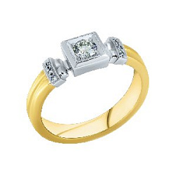 Кольцо с бриллиантом Арт-Модерн 010108-Ж/Б