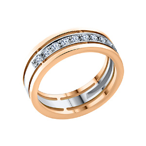 Кольцо обручальное с бриллиантом из красного золота ГАЛЕРЕЯ ЭКСКЛЮЗИВА 3516006