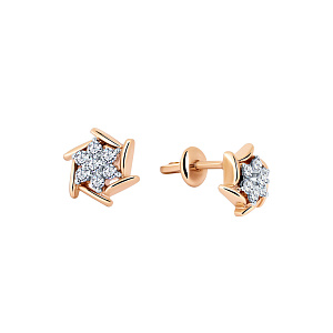 Серьги пуссеты с бриллиантом Бриант ERI03300D