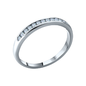 Кольцо обручальное с бриллиантом из белого золота JV AAR/6638