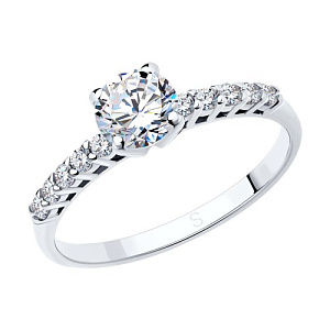 Кольцо помолвочное из серебра SOKOLOV 94010157