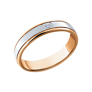 Кольцо обручальное с бриллиантом из комбинированного золота Brilliant Style 926-110
