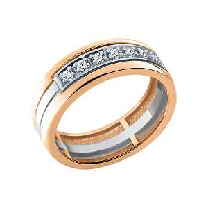 Кольцо обручальное с бриллиантом из комбинированного золота Brilliant Style 952-110