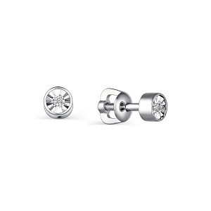 Серьги пуссеты из серебра АЛЬКОР 02-1847/000Б-00