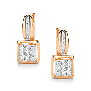 Серьги с бриллиантом АЛЬКОР 26200-100