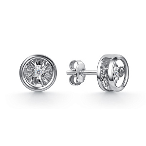 Серьги пуссеты с бриллиантом grigoriev 12-12-51201-11-00