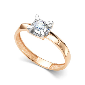 Кольцо с бриллиантом АЛЬКОР 16851-100