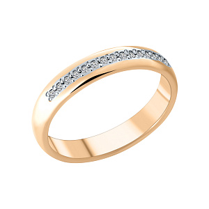 Кольцо обручальное с бриллиантом из красного золота Brilliant Style 911-110