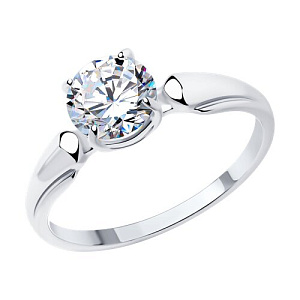 Кольцо помолвочное из серебра SOKOLOV 94013676