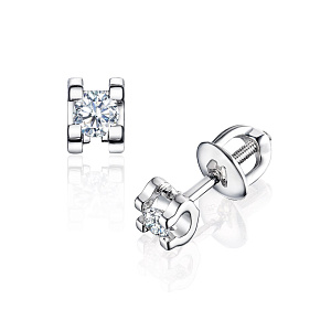 Серьги пуссеты с бриллиантом МЭЮЗ 83941