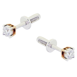 Серьги пуссеты с бриллиантом Бриант ERI5796-0,20D