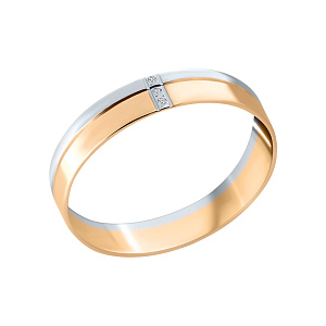 Кольцо обручальное с бриллиантом из комбинированного золота KARATOV Т131013914