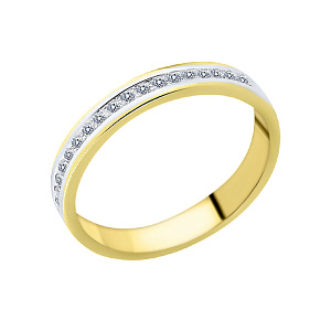 Кольцо обручальное с бриллиантом из лимонного золота ГАЛЕРЕЯ ЭКСКЛЮЗИВА 5516002