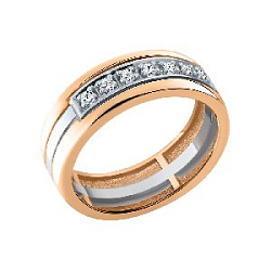 Кольцо обручальное с бриллиатом из комбинированного золота Brilliant Style 952-110