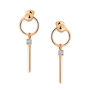 Серьги пуссеты с бриллиантом АРИНА 1053792-11140