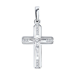 Подвеска крест с бриллиантом SOKOLOV 1120105-3