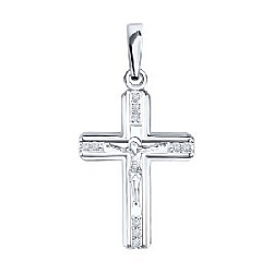 Подвеска крест с бриллиантом SOKOLOV 1120105-3
