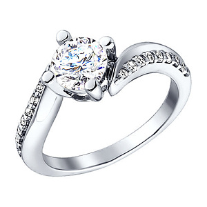 Кольцо помолвочное из серебра SOKOLOV 94010495