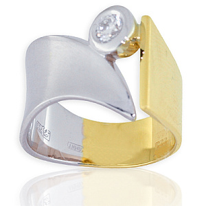 Кольцо с бриллиантом Арт-Модерн 010555-Ж/Б