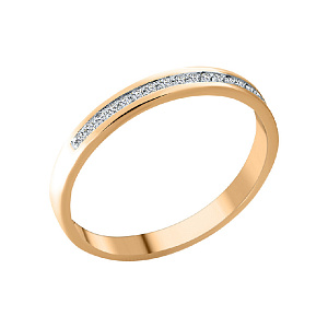 Кольцо обручальное с бриллиантом из красного золота ГАЛЕРЕЯ ЭКСКЛЮЗИВА 3516002