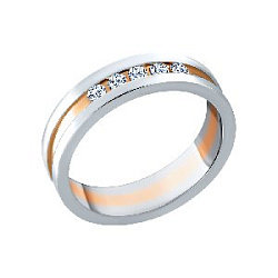 Кольцо обручальное с бриллиантом из красного золота Brilliant Style 946-110-2
