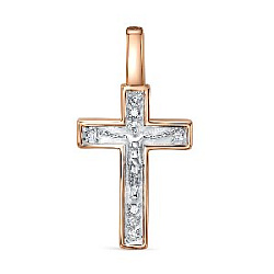 Подвеска крест с бриллиантом 14-302-103-3К