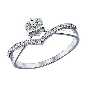 Кольцо помолвочное из серебра SOKOLOV 94011750